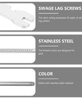 Thirteen Piece Stainless Steel Crimp Lag Screws Set With Spanner For Left And Right Handed Deck Cable Railing And Outdoor Heavy Duty Wood Fixing Perfect For Fences Decks Pergolas And Outdoor Structures, shown with spanner and screws close-up.