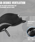 Safety Bump Cap With LED Lighting, USB Rechargeable Headlamp Baseball Cap Style, showing ventilation design with breathable eyelets