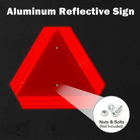 Heavy Duty Aluminum Slow Moving Vehicle Sign 14 By 16 Inches Reflective Safety Triangle Sign with installation details