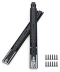 Soft Close Drawer Slides 18 Inch Full Extension Ball Bearing Heavy Duty Side Mount for Cabinet Black Pair with screws shown
