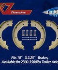 Electric Trailer Brake Shoes Replacement Kit For 2300 To 3500 Lb Trailers, 10 Inch Shoes, 4 Hole Brake Assembly With Springs