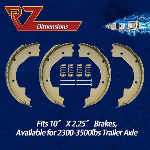 Electric Trailer Brake Shoes Replacement Kit For 2300 To 3500 Lb Trailers, 10 Inch Shoes, 4 Hole Brake Assembly With Springs