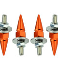 Bright orange Spike Style License Plate Screws Anti Theft Fasteners Kit for Cars Trucks and Motorcycles Aluminum Bolt Hardware 4 Pack