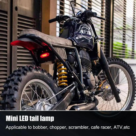 Dope Mini Motorcycle Tail Light LED Blinker License Plate Light Universal Black Auxiliary Indicator For Electric Bikes Bobbers Cruisers ATVs Dirt Bikes Quads And More Easy Install With 3M Adhesive No Drilling on black bobber tail section