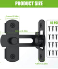 Two Pack Stainless Steel 90 Degree Barn Door Lock Bifold Flip Latch For Barn, Bathroom, Outdoor And Garage In Black Finish