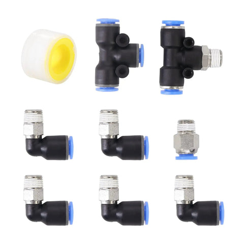 Universal Turbo Vacuum Line Push Lock Fitting Kit With 1/4 Inch PU Tubing And 1/8 NPT Ports For Supra EVO Civic Honda Integra Nissan 240SX And 300ZX Engine Repair Projects, fittings set
