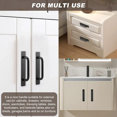 Adhesive Cabinet Handles 5.83 Inch 2 Pack Push Pull No Drill Installation for Kitchen Cabinets Bathroom Vanities Matte Black