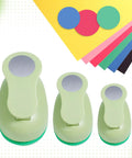 Circle Punch Set Of 3 Inches, 2 In, 1.5 In And 1 In For Crafting Scrapbooking Cards And DIY Albums, with colored paper and circles
