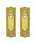 Pack Of 2 Tarnish Resistant Solid Brass Heavy Duty Door Back Plate Without Keyhole, 7.25 in, Fan And Ribbon Style