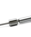Close-up of stainless steel 1/8 inch SwiftCatch cable and fitting, part of Release Tool For 1/8 Inch SwiftCatch Cable Railing Fittings And 1/8 Inch Cable Kits