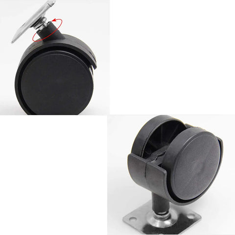Rock Solid Two Inch Twin Wheel Furniture Casters Featuring Smooth Rollin Heavy Duty Swivel Nylon Trolley Wheels Crafted For Effortless Heavy Haulin And Scratch Proof Room Moves close-up view of a black nylon twin wheel caster.