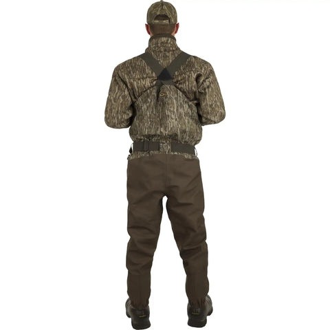 Back view of Men's Insulated Guardian Elite Front Zip Wader with TiZIP MasterSeal 10, showcasing waterproof protection