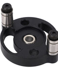 Pro Grade Self Centering Doweling Jig With Eight Precision Drill Bushings And Hole Punch Locator For Smooth Wood Assembly Built Tough From Rust Proof Aluminum Alloy For Hassle Free Dead On Results Black component showing precision drill bushings.