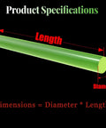 Hella Durable Polyurethane Round Bar For Cleanroom Fixtures And Sensitive Electronics Antistatic Urethane Shaft showing length and diameter specifications.