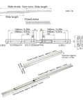 Diagram and photo of 2 Pack 200mm Drawer Slide With 27mm Width 3 Section Full Extension And Double Layer Ball Bearings for smooth travel