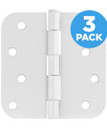 Heavy Duty 4 Inch Interior Door Hinges White Steel 3 Pack Smooth Swinging Removable Pin close-up view of hinge with holes.