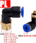 Pneumatic Air Connector Kit With Elbow Fittings For Hoses, 4mm 6mm 8mm 10mm 12mm Sized Quick Connects, Threaded 1/8 1/4 3/8 1/2 Inch, 100 Pcs Set, PL12-04