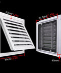 Removable Louvered Air Vent Cover 55 By 55 Cm Sleek Ceiling Access Panel with measurements and design details for ventilation.