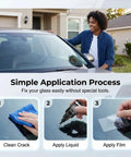 Steps to use 2026 Upgrade Windshield Crack Repair Kit for Chips and Cracks, Clear Auto Glass Repair Fluid That Penetrates Deep