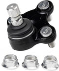 Plug And Play Front Wheel Bearing Hub Kit For Hyundai Sonata Tucson Kia Optima Sportage Includes 2 Front Hubs And 2 Lower Ball Joints Fits 5 Bolt Pattern 4 Bolt Square Flange Front Left And Right Replacement close-up of ball joint with bolts and nuts