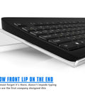 Side view of Clear Acrylic Tilted Keyboard Holder For Ergonomic Typing And Gaming On Your Desk Setup With Anti Slip Silicone Case