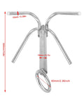 Front view of Four Claw 316 Stainless Steel Anchor Grappling Hook For Marine Boats And Yachts with measurements