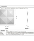 Tirana EnduraWall 3D Decorative Wall Panels Kit Square 11 7 8 Inch, front and profile view of panel dimensions and details.