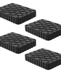 Four black rubber auto lift pads with diamond-pattern top for car lifts and jacks; anti-skid, 6.3 x 4.75 x 1 in