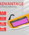 Auto Darkening Welding Goggles With Adjustable Shade And Two Sensors Protective Welder Glasses side view with pink lens