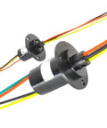 Pro Grade High Power Slip Ring Kit For Rotary Unions 12.5mm 22mm 30mm OD With 5A 10A 30A High Current Options 2 3 4 6 8 12 Channel Electrical Slipring System For Robotics Cameras And Industrial Gear, black flanged model with multicolor wires