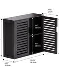 Black Bamboo Over The Toilet Wall Mounted Bathroom Storage Cabinet With Three-Position Adjustable Shelf Hanging Medicine Cabinet With Double Doors Space Saver Organizer For Bathroom Essentials shown with measurements.