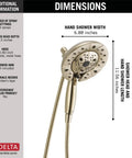 5-Spray In2ition Dual Shower Head With Handheld Spray, H2Okinetic PowerDrench, Magnetic Docking, hose, Polished Nickel Finish dimensions