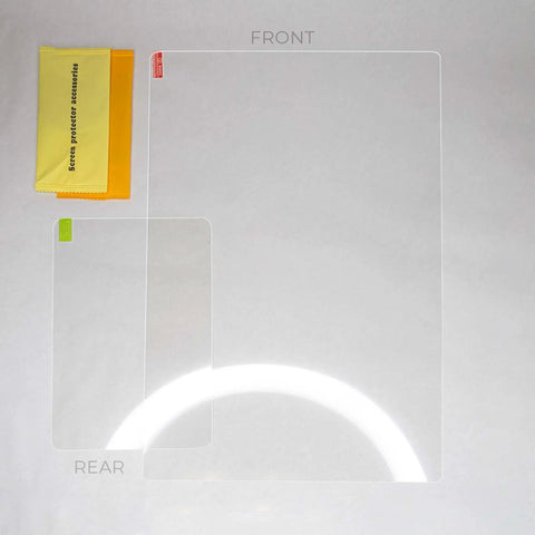 Top Shelf Tesla Model S And X Screen Protector Two Piece Kit For 2021 Models contains front and rear tempered glass protectors.