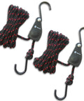 Heavy Duty Kayak And Canoe Tie Down Straps With Ratchet Pulley Rope Hanger, 12 Feet, 2 Pack, Black Sleeve Elite shown with hooks.