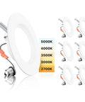 No Sweat 5 And 6 Inch Led Recessed Can Lights Featuring Smooth Adjustable 5Cct Warm Or Cool Tuning And 9 Watt Knockout Retrofit Downlights For Quick Ceiling Setup In Damp Rooms With High Output 6 Pack with adjustable temperature settings.