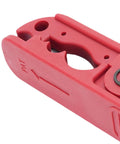 Close-up of Fabater Professional Auto Adjusting Wire Stripper With Ergonomic Handle Crimping Tool showing red plastic body and cutting mechanism.