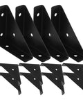 12 Pcs Black Metal Angle Brackets For Wood Shelves And Furniture Reinforcement, Right Angle Corner Braces In Cold Rolled Steel