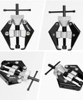Heavy Duty Windshield Wiper Arm Removal Tool With Battery Terminal Puller And Small Bearing Puller 45 Carbon Steel Universal Automotive Repair Tool shown from multiple angles, highlighting design and function.