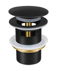 Heavy Duty Copper Pop Up Drain Stopper For Freestanding Bathtub Universal Fit Leak Proof Bathroom Fixture with matte black finish.