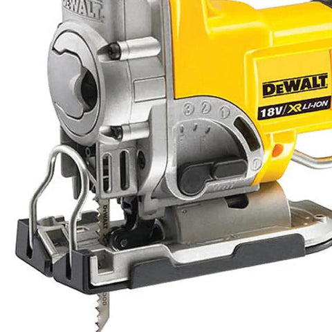 Close-up of DEWALT 18V Brushless Cordless Drill showing the keyless chuck and metal construction for the Heavy Duty 18V Brushless Cordless Drill And Impact Driver Combo Kit Featuring Three Speed All Metal Transmission Electronic Clutch Eleven Position Torque Control And Fast Bit Changes For Kickass Build Quality On Crushing Any Weekend Warrior Project.