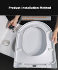 Top Shelf White Oval Toilet Seat With No Drama Soft Close Hinges Quick Top Fix Setup Crafted From Heavy Duty Polypropylene installation method.