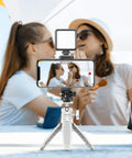 MT-08 White Mini Tripod For Camera With 1 Quarter Inch Mount 2 In 1 Extendable Handheld Video Stand supporting smartphone for filming