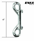 Four Inch Double Ended Snap Hook Nickel Plated Steel With Snappy Spring Gates, showing 4 inch length and durable design.