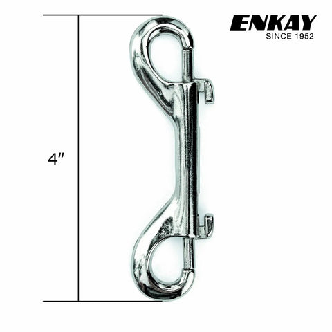 Four Inch Double Ended Snap Hook Nickel Plated Steel With Snappy Spring Gates, showing 4 inch length and durable design.