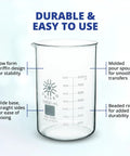 Low Form Griffin Beaker 250 mL With Double Scale Borosilicate Glass 25 To 200 mL Increments Autoclavable Lab Glassware ASTM E960 Compliant