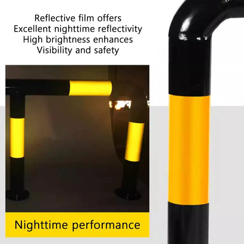 Heavy Duty U Shaped Guardrail Safety Barrier For Garages And Industrial Spaces Protect Walls And Cars With A Double Layer Anti Collision Bar Beefy Rugged Build Yellow With Black Stripe Industrial Grade Steel 150x60cm reflective at night