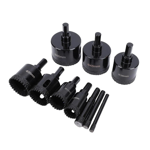Heavy Duty 10Pcs Serrated Brazing Hole Saw Drill Bits Kit With EVA Guide Jig For Tough Jobs, Carbon Steel Toolset With Thickened Carborundum Coating That Cuts Smoothly Through Metal And Plastics Like A Boss. 10-piece hole saw kit, 20-50mm, carbon steel
