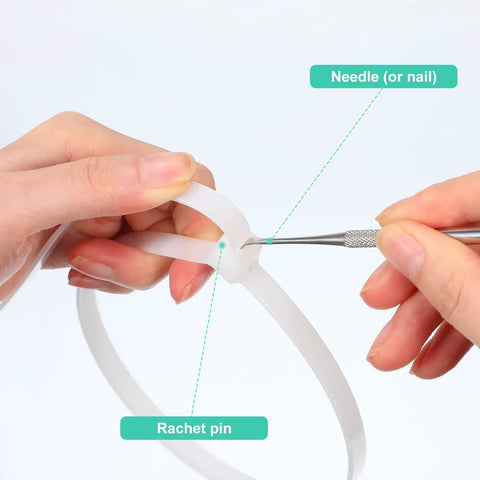 Heavy Duty 50 Pack 36 Inch Cable Zip Ties Ultra Strong Nylon Wire Ties assembly demonstration with needle and rachet pin