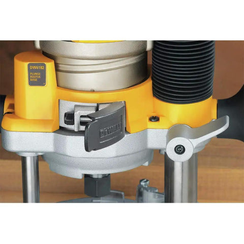 Beefy 2 1/4 Hp Plunge Router Kit With Sturdy Fixed Base And Electronic Variable Speed Control close-up of plunge router base detail.