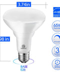 Energy Star BR30 LED Flood Light Bulbs 65W Equivalent Dimmable With CRI 80 True Color Warm White 3000K Indoor Use 6 Pack